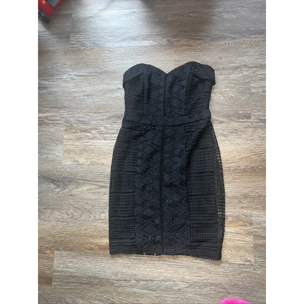 Black Strapless Crochet Cocktail Dress Size M Summer Wedding Party Night Dinner
